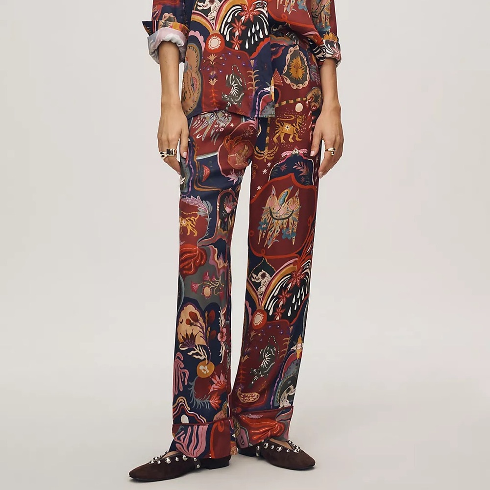 FARM Rio Multicolor Artsy Surreal Land Lenzing™ Ecovero Viscose Pants Size M NWT